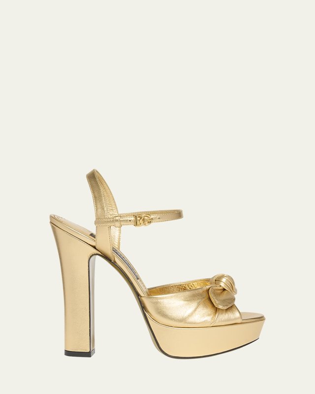 Metallic Knot Platform Sandals